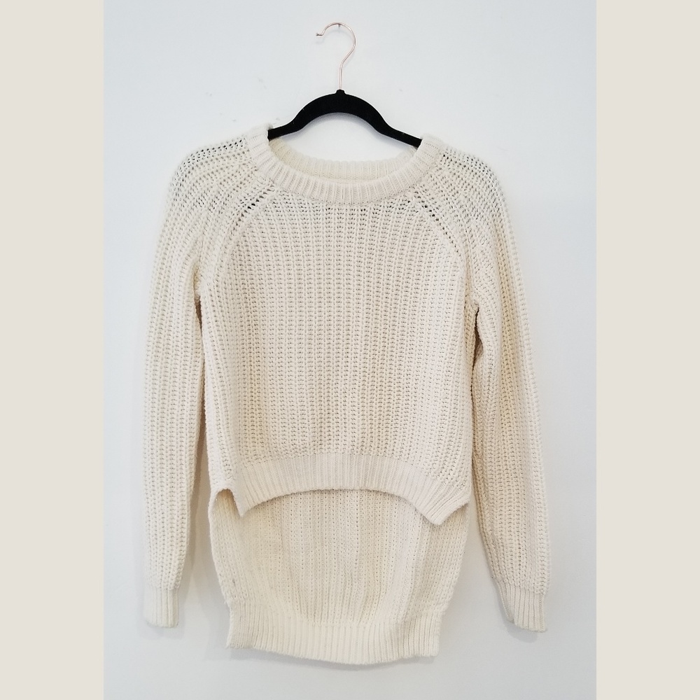 Crew Neck Knit Sweater (Cream)